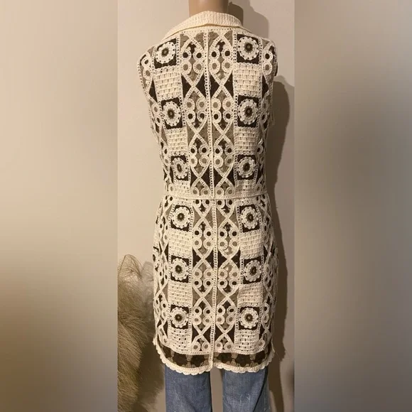 BNWT  Brown & White Cream Crochet Dress/Tunic. - Picture 3 of 6
